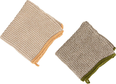 Creative Co-Op Square Cotton Knit (Set of 2) Dish Cloth, Multi (DF3785)...