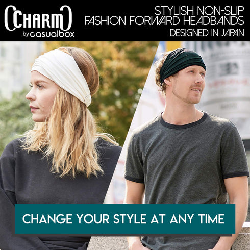 CHARM Navy Japanese Bandana Headbands for Men and Women – Comfortable Head Bands with Elastic Secure Snug Fit Ideal Runners Fitness Sports Footbal...
