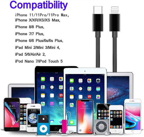 Apple MFi Certified USB C to Lightning Cable 4 FT Charger/Sync for iPhone X/XS/XR/XS Max / 8/8 Plus, (for Use with Type C Chargers) 4FT (Black)......