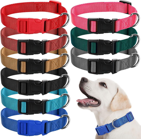 9 Pieces Adjustable Dog Collar for Medium Dogs, Soft Nylon Dog Collar with Quick Release Buckle Collar Bulk for Dogs Walking Running Training (Ret...