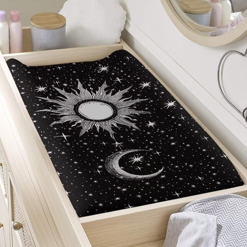 Moon Star and Sun Changing Pad Cover for Baby Girls Diaper Changing Pad Covers 32”x16” Newborn Infant Changing Table Sheet Changing Mat Covers Ult...