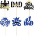 Gyufise 24Pcs Happy Father's Day Cupcake Toppers Glitter Moustache Tie King Super #1 Dad Best Dad Tool Construction Cupcake Picks for Happy Father...