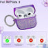 Purple Silver foil Glitter for AirPods 3 Case 3st Generation Cover Clear 2021, Cute Flower Pendant, Cleaning Pen Kit, Soft TPU Silicone Protective...