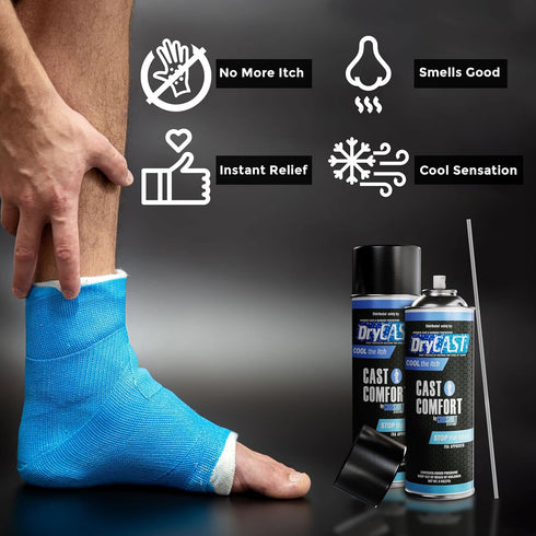 Cast Comfort Itching and Odor Relief Spray - Cools and Relieves Itchy Cast While Cleaning and Preventing Smell- Blue...