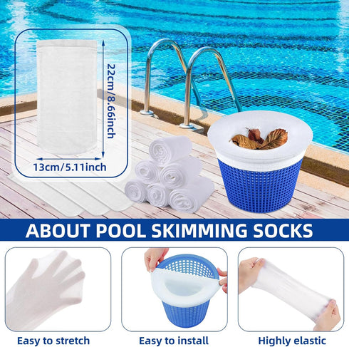 50 Pack Pool Skimmer Socks,Pool Filter Socks for Skimmer Basket for above Ground and Inground Pool Ultra Fine Mesh Screen Pool Skimmer Scum Socks ...