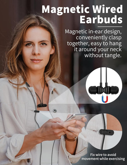 USB C Headphone for Samsung A53 S54 S22 S23 S21 S20 FE Wired Earbuds Magnetic in-Ear Type C Earphone with Microphone Stereo Noise Canceling for Ga...