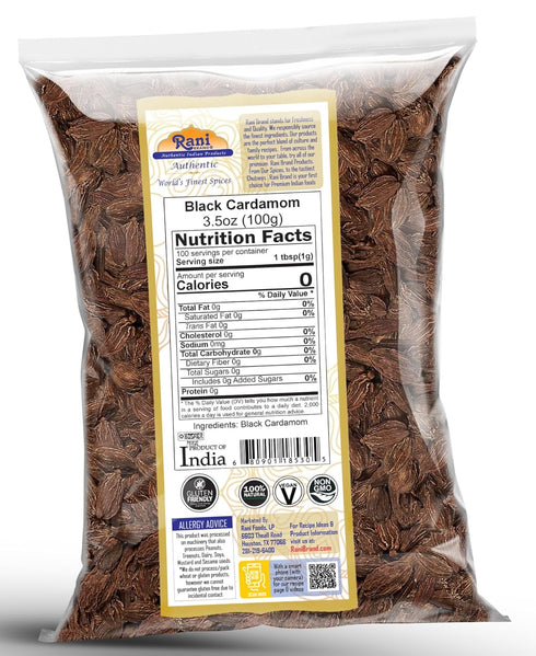 Rani Black Cardamom Pods (Kali Elachi) Whole Indian Spice 3.5oz (100g) ~ All Natural | Vegan | Gluten Friendly | NON-GMO | Indian Origin | Smokey,...