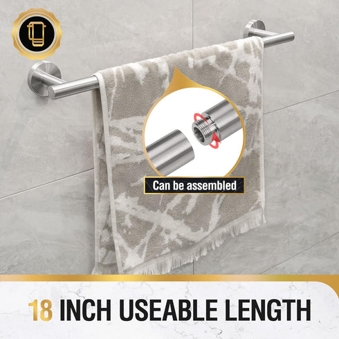 HITSLAM Brushed Nickel 19.8 Inch Towel Bar for Bathroom, SUS304 Stainless Steel Bathroom Towel Rack Wall Mounted, Modern Home Decor Bath Towel Hol...