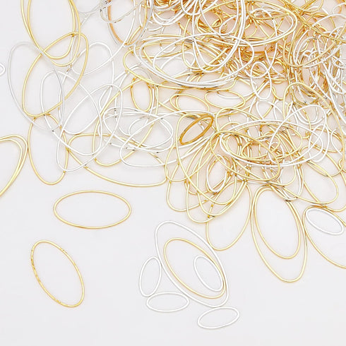 OLYCRAFT 240pcs Open Bezel Pendant Charm Hollow Frame Pendant Blanks Oval Earring Charms Oval Brass Rings Open Bezel for Earrings Making DIY Jewel...