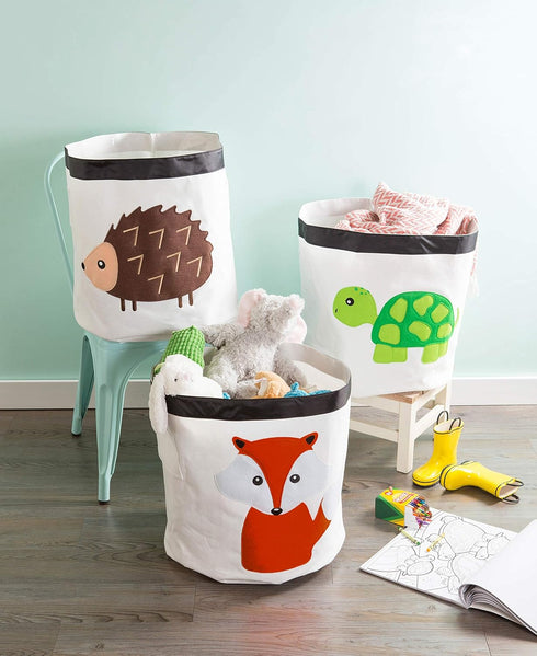 Collapsible Storage Bin Basket for Bedroom, Nursery, Playroom and More 17x18" Diameter - Hedgehog...