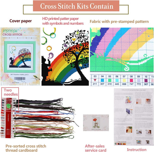 ITSTITCH Printed Cross Stitch Kits 11CT 20X20 inch Holiday Gift DIY Embroidery Starter Easy Patterns for Girls Crafts DMC Stamped Supplies Needlew...