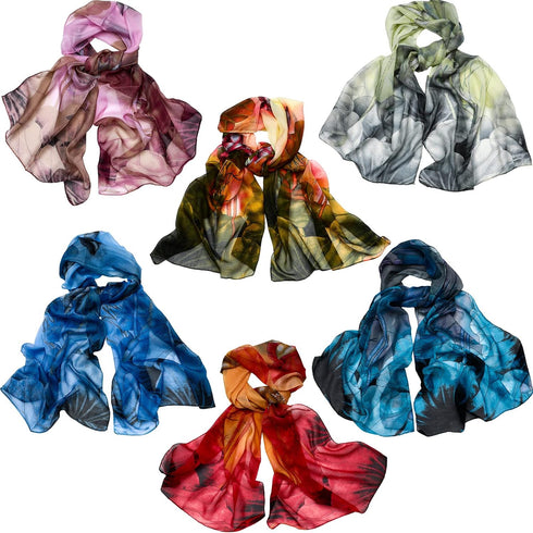 Sureio 6 Pcs Scarves for Women Lightweight Summer Floral Print Pattern Scarf for Women Dressy Long Thin Scarf Shawl(Bright Style)...