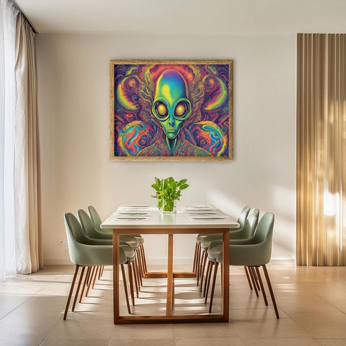 Posterizer 1 pcs- psychedelic funky hippie colorful sci fi alien 4-Fantasy & Fiction Art-Retro Art- Living Room Bedroom Decor- unframed wall art...