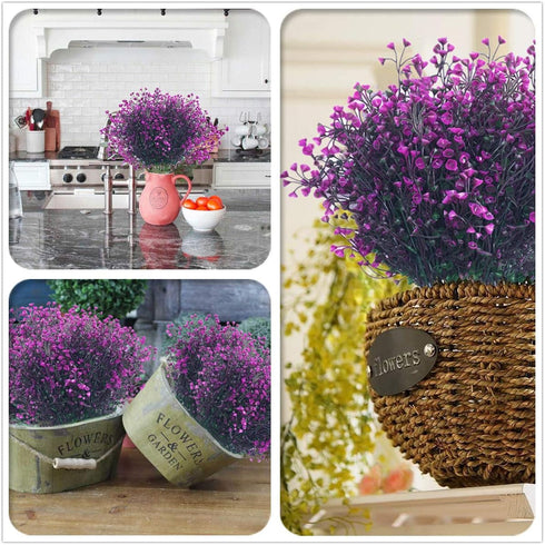 PASYOU Artificial Greenery, Plastic Plants Fake Bell Grass Flowers Lifelike Patio Yard Corridor Indoor Outdoor Home Garden Balcony Party Pot Plant...
