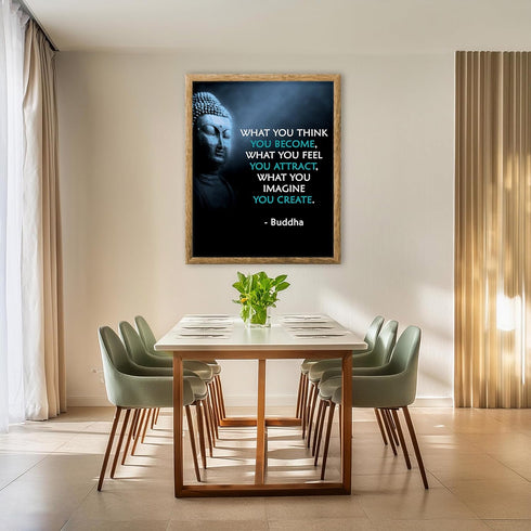Posterizer 1 pcs-Spiritual Buddha Quotes-what you think you become-Motivational & Inspirational Art-Gift For Buddhism Meditation philosophy Fans- ...