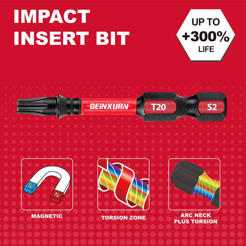 30 Pieces T20 2 In. Impact Tough Magnetic #20 Torx Head Power Bits, S2 Alloy Steel T20 Screwdriver Bits Set...