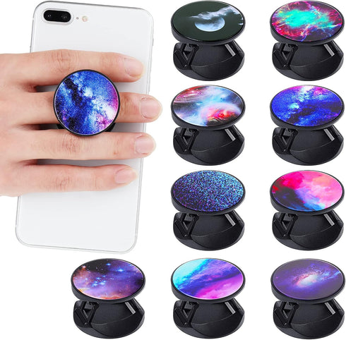 Honoson 9 Pieces Cell Phone Grip Holder Collapsible Holder Colorful Self-Adhesive Finger Ring Sublimation for Smartphone and Tablets(Nebula)...