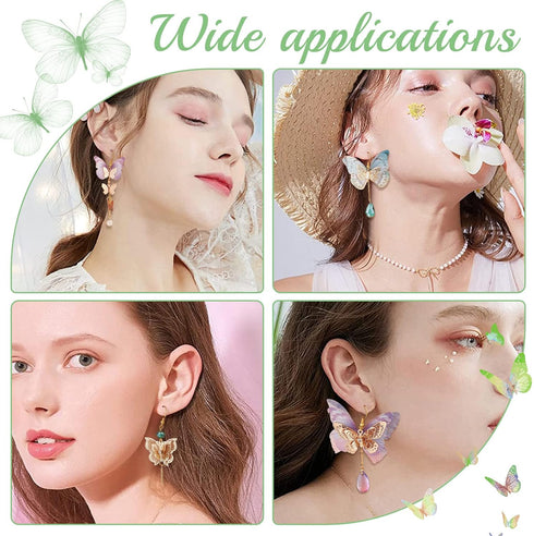 SUNNYCLUE 1 Box DIY 10 Pairs Butterfly Wing Charms Filigree Butterflies Charms Earring Making Starter Kits Fabric Insect Wings Charm Faceted Glass...