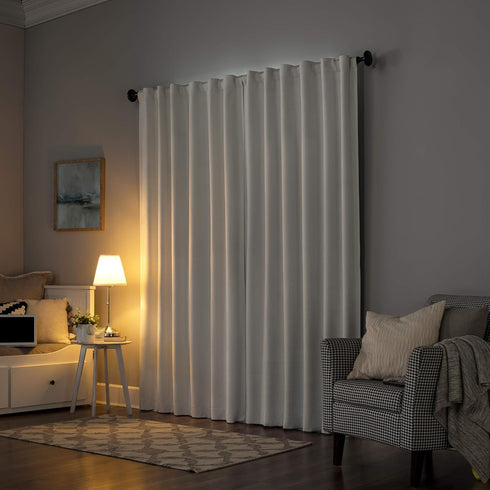 Sun Zero Hampshire Velvet Noise Reducing Thermal Extreme Total Blackout Back Tab Curtain Panel, 50" x 96", Pearl...