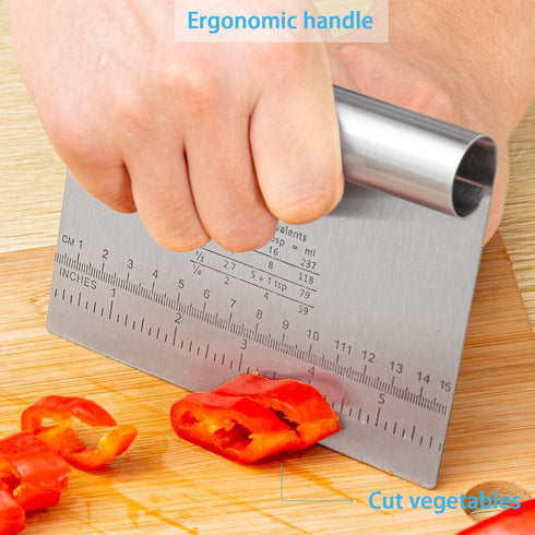 Pro Dough Pastry Scraper/Cutter/Chopper Stainless Steel Mirror Polished with Measuring Scale Multipurpose- Cake, Pizza Cutter - Pastry Bread Separ...