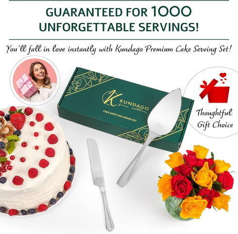 Wedding Cake Knife and Server Set – 2-Pcs Cake Cutter and Cake Server Spatula – Food Grade Stainless Steel Cake Serving Set for Home, Special Even...