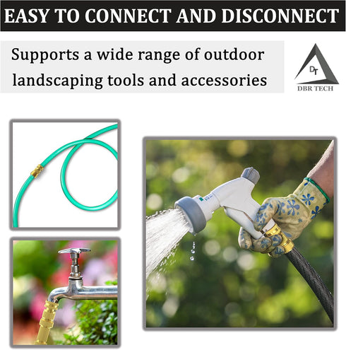Heavy Duty Water Hose Quick Connect Fittings (Premium Brass for Superior Durability), Quick Release Hose Connector, Fit for 3/4" Gardening Hoses, ...