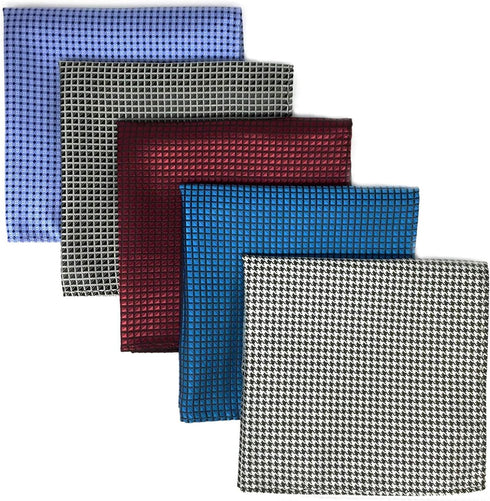 SHLAX&WING 5 Pieces Assorted Mens Silk Pocket Square Handkerchiefs Set 09...