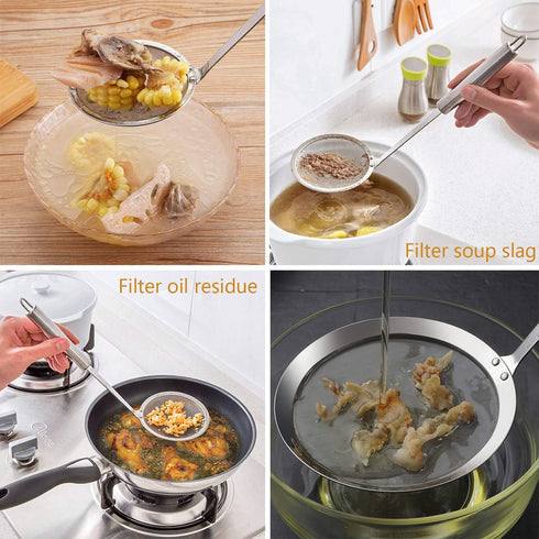 TSongHo Fat Skimmer Spoon Hot Pot Fine Mesh Food Strainer Spider Strainer for Grease Gravy Kitchen Cooking, Stainless Steel...