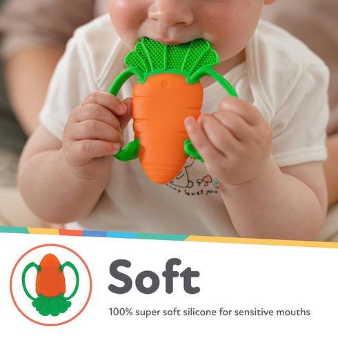 Nuby Veggie Teether for Teething Relief - Soft Baby Teething Toy - 3+ Months - Peas...