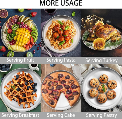 P&P CHEF 12 Inch Pizza Pan, Stainless Steel Round Baking Tray Metal Serving Dish for Home, Restaurant, Outdoor, Non-toxic & Healthy, Oven Safe & D...