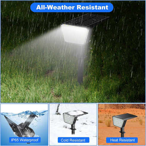 Solar Spot Lights Outdoor, IP65 Waterproof 44 LED Landscape Spotlights, Solar Powered Spotlight with Auto On/Off and 3 Lighting Modes for Outside ...