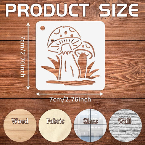 Augshy Mushrooms Stencils Template, 56 Pack Reusable Plastic Template Stencils Moon Flowers Stencils for Painting on Wall Floor Decor DIY Rock Pai...