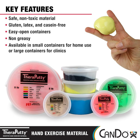 CanDo 10-2611 Theraputty Plus Hand Exercise Putty, Yellow, 3oz, X-Soft...