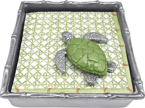 MARIPOSA Green SEA Turtle Napkin Weight | Green | Brillante | Gifts | Napkin Weights | Recycled SANDCAST Aluminum | Handmade in Mexico...