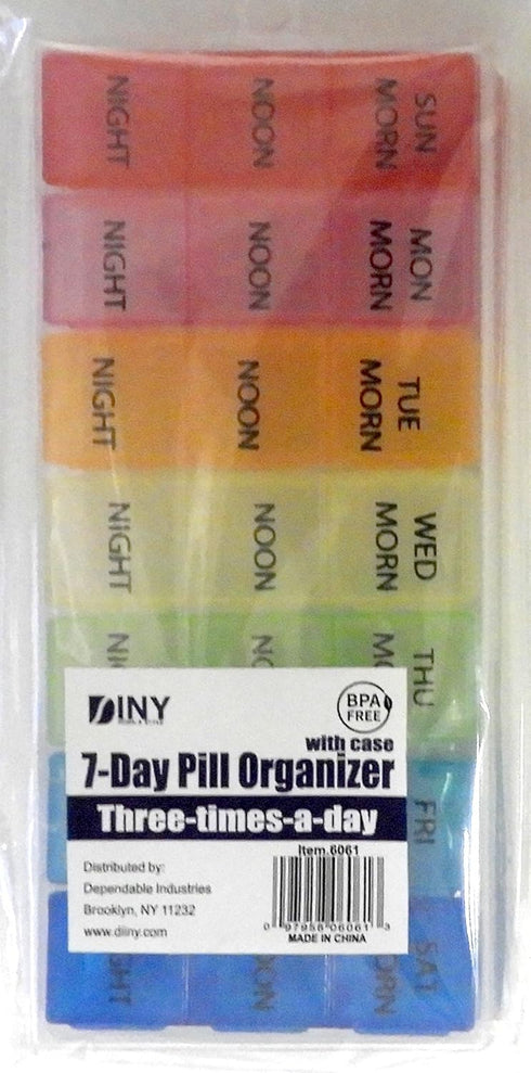7-Day Pill Box Organizer 3 Times A Day Morning Noon and Night Medi Planner...