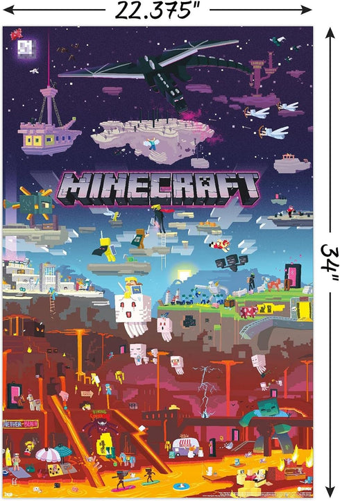 Trends International Minecraft - World Beyond Wall Poster, 22.375" x 34", Poster & Mount Bundle...