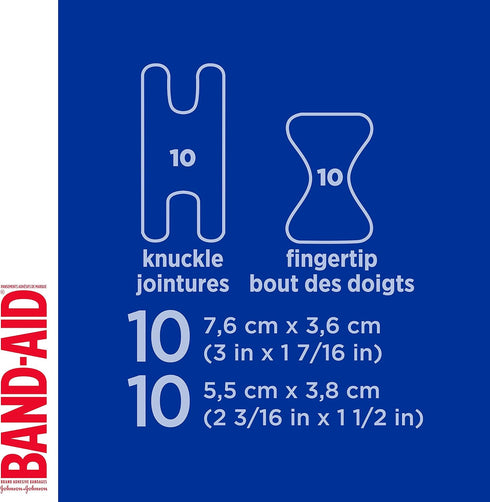 Band-Aid Brand Flexible Fabric Adhesive Bandages for Wound Care and First Aid, Finger and Knuckle, 20 ct (Pack of 6)...