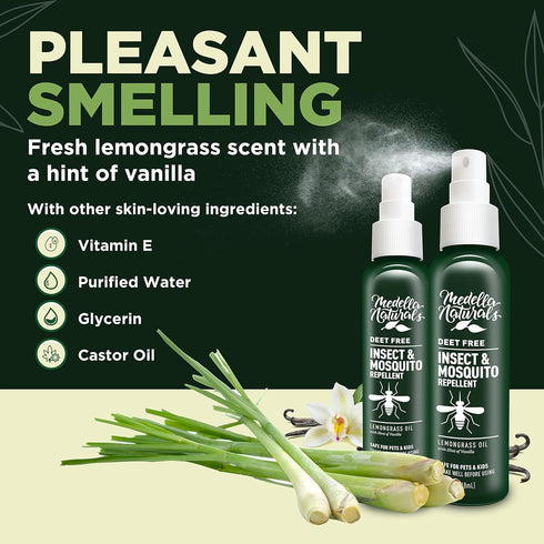 Medella Naturals Insect & Mosquito Repellent, DEET-Free Naturally Derived Formula, Kid and Pet Friendly, Made in The USA, 4 Ounce Spray Bottle...