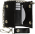 BLACK GENUINE LEATHER Trifold Biker's Wallet ID Card Holder w/Chain Skull...