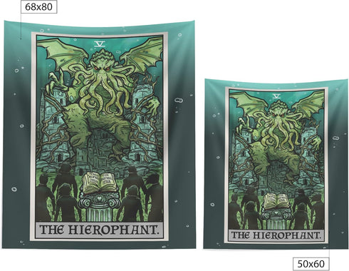 Cthulhu The Hierophant Tarot Card Tapestry Wall Hanging H.P. Lovecraft Horror Home Decor Halloween Wall Art (60" x 50")...