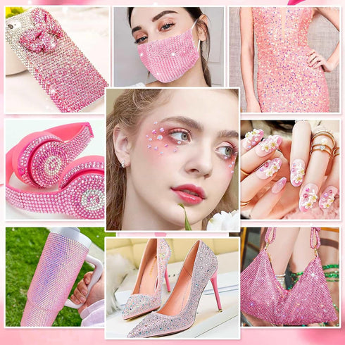 Audab B7000 Glue with 18000Pcs Rhinestones for Crafting, Flat Back Rhinestone Kit Non Hotfix Resin Gems with Clear Jewelry Glue for Clothes Shoes ...