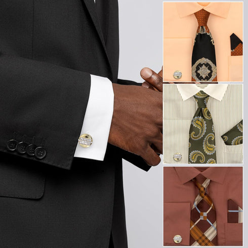 Crystal Cufflinks for Men with Gift Box, 18K Gold Tone Cuff link for Men's Dress Shirts and French Cuff Shirts on Birthday Party Wedding Anniversa...