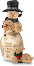 Pavilion Gift Company BirchHeart 6.25-Inch Tall Snowman Holding Fawn, Reads Friends Make The Holidays Special...