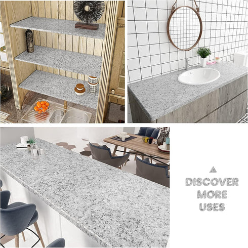 Grey Granite Countertop Contact Paper for Countertops Waterproof Granite Peel and Stick Wallpaper 17.7"x100" Self Adhesive Removable Counter Top S...