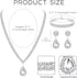 FIBO STEEL Clip on Wedding Jewelry for Bride Bridesmaid Clip Teardrop Pendant Earrings Crystal Rhinestone Tennis Necklace Bracelets Jewelry Set fo...