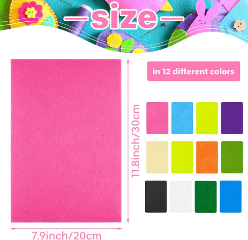 Morcheiong 12 Pcs Self Adhesive Felt Sheet Soft Felt Sheets with Adhesive Backing for Art Project and Sewing DIY Craft(11.8"x7.9"/30x20cm)- 12 Col...