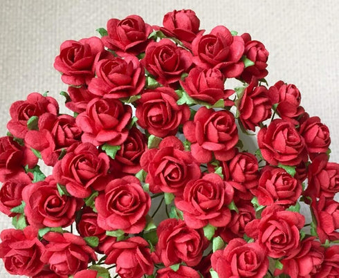 100 pcs mini paper flowers red color 18 mm mulberry paper flower scrapbooking wedding card supplies embellishment mini paper roses for crafts...