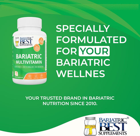 Bariatric Multivitamin with Iron for Post-Gastric Bypass & Sleeve Surgery, Energy Supplements, 90 Tablets, 24 Essential Nutrients, Formulated by B...