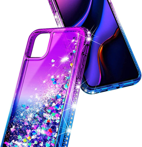 NGB Supremacy Compatible with iPhone 12/12 Pro Case with Tempered Glass Screen Protector, Ring Holder/Wrist Strap, Girls Women Liquid Bling Sparkl...