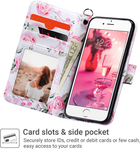 ULAK Wallet Case for iPhone 6s Plus, iPhone 6 Plus Case, Flip Folio PU Leather Kickstand Case with Card Slot Wrist Strap ID Credit Card Pockets fo...